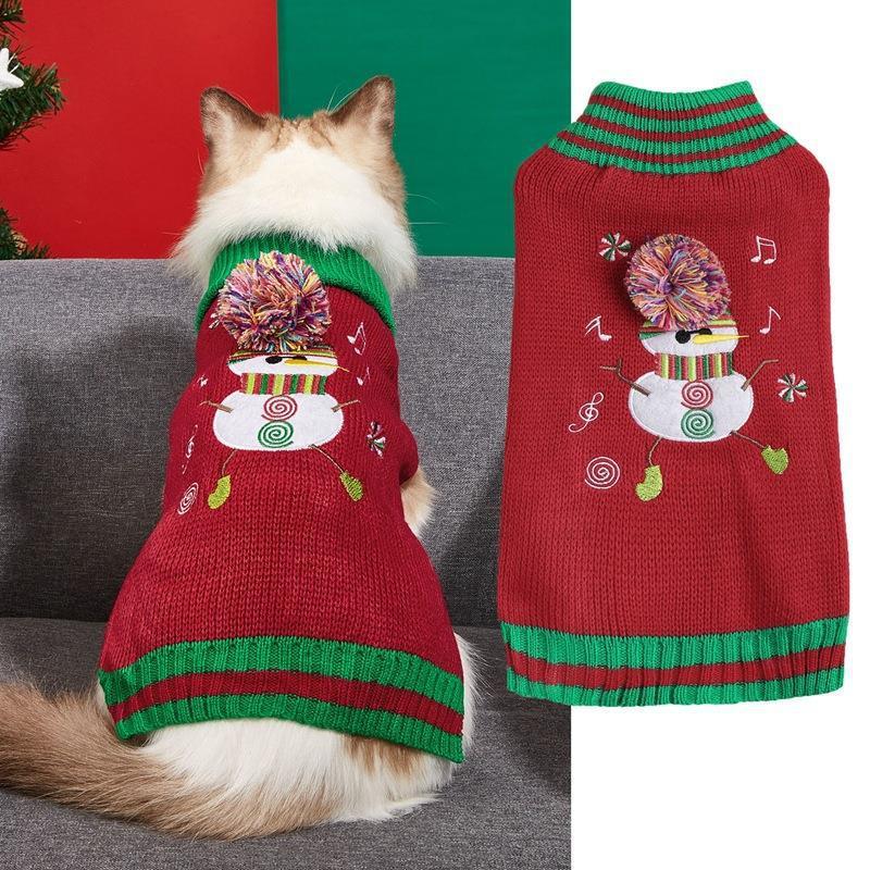 PAW COUTURE gyvūnų augintinių megztinis, raudonas kalėdiniu motyvu