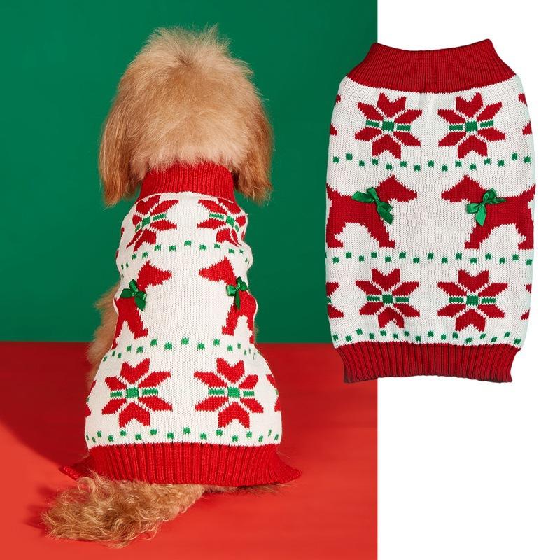 PAW COUTURE gyvūnų augintinių megztinis, raudonas/baltas kalėdiniu motyvu