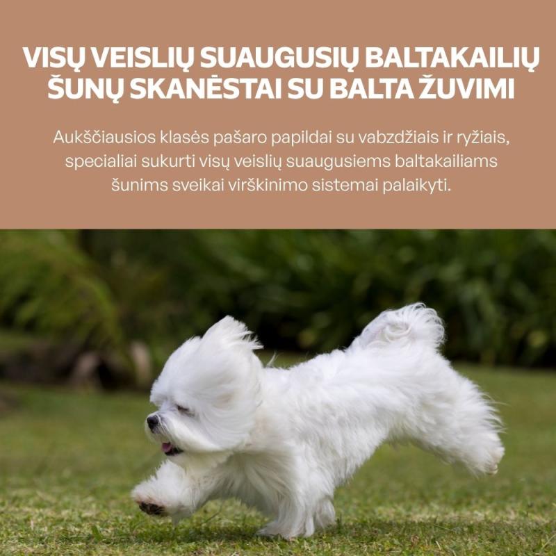 Visų veislių suaugusių baltakailių šunų pašaro papildas - skanėstai su balta žuvimi