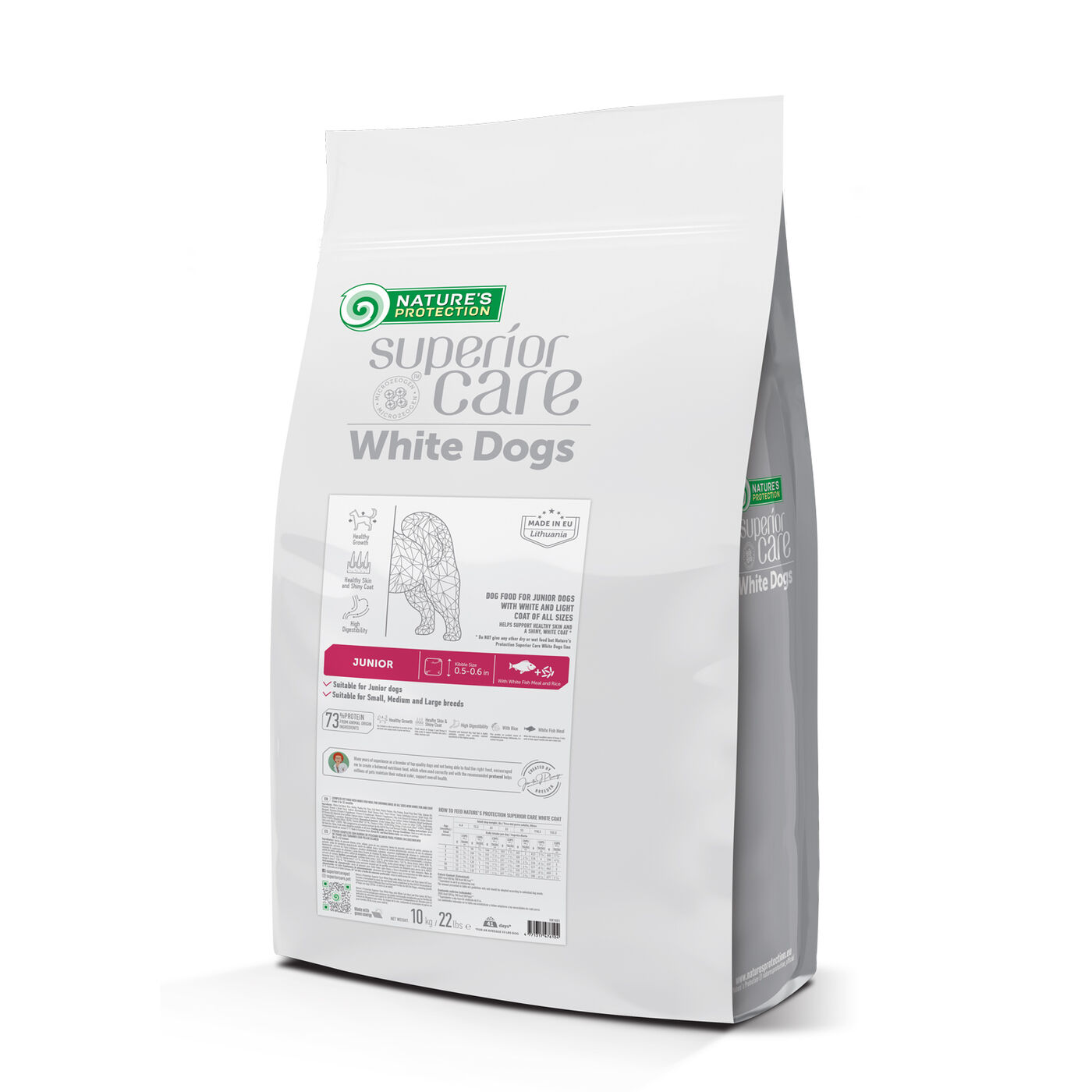 Junior Dogs Food for Light Coat All Breeds with White Fish & Rice