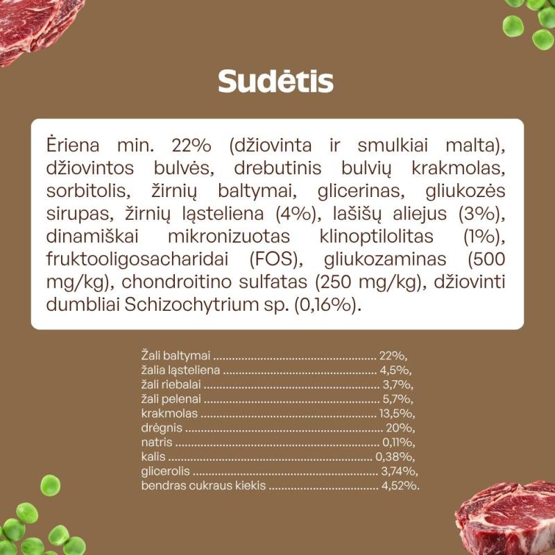 Visų veislių suaugusių tamsaus kailio šunų, begrūdis pašaro papildas - skanėstai su ėriena