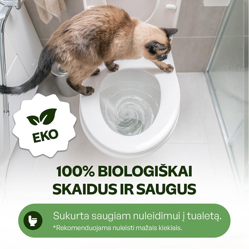 Aktyvių kačių kraikas su žaliosios mačia arbatos esencija