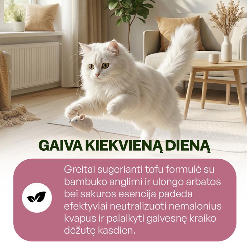 Kačių kraikas su bambuko anglimi, ulongo arbatos ir sakuros esencija
