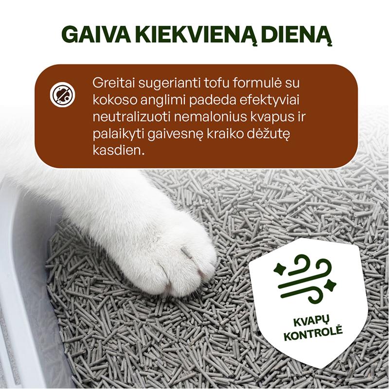 Sterilizuotų kačių kraikas su kokoso anglimi, kokosų ir migdolų esencija