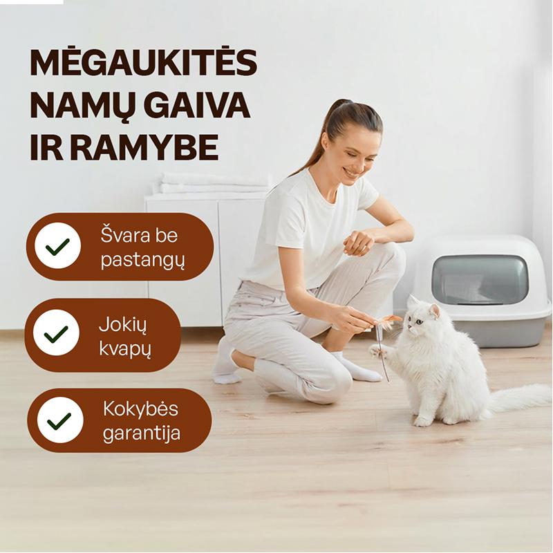 Sterilizuotų kačių kraikas su kokoso anglimi, kokosų ir migdolų esencija