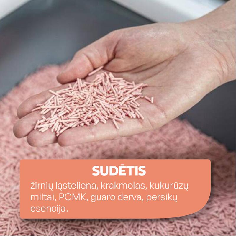 Kačių kraikas su persikų esencija