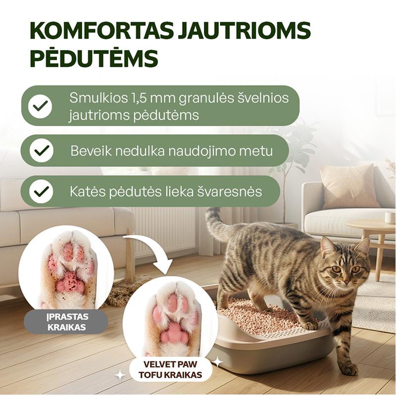 Jautrių kačių kraikas su alijošiaus esencija