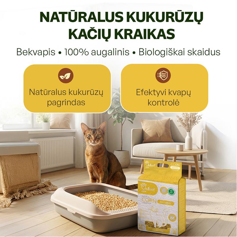 Natūralus kukurūzų kačių kraikas