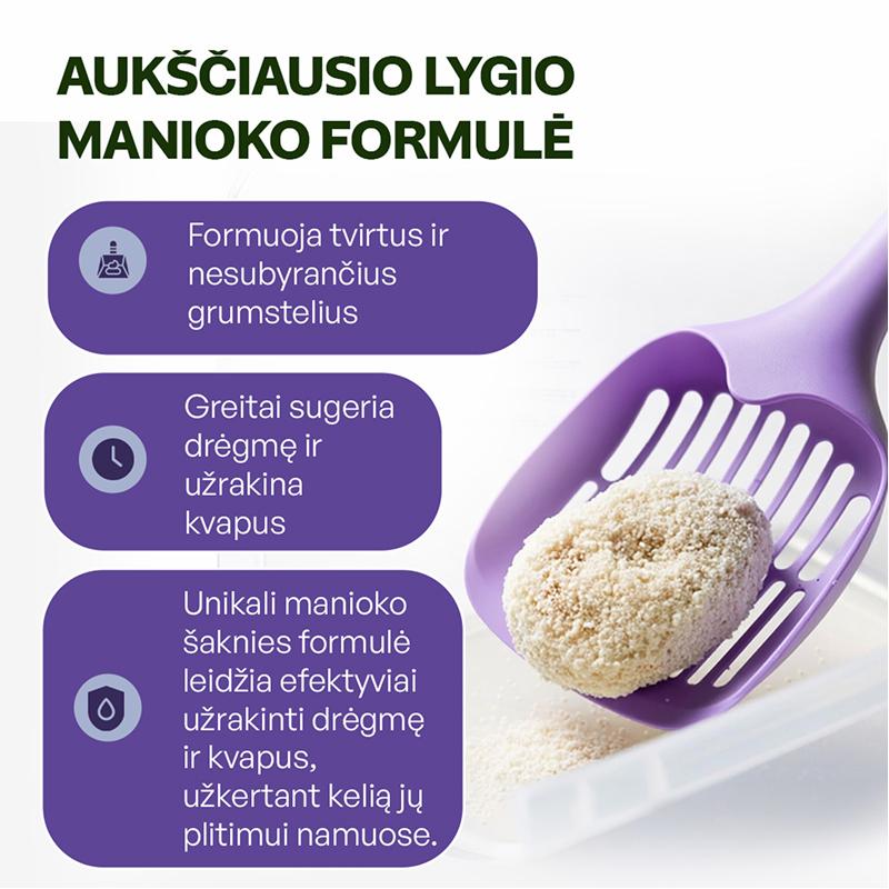 Natūralus manioko šaknies kačių kraikas