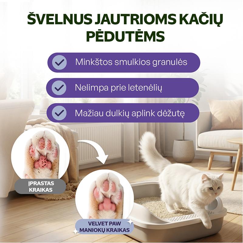 Natūralus manioko šaknies kačių kraikas