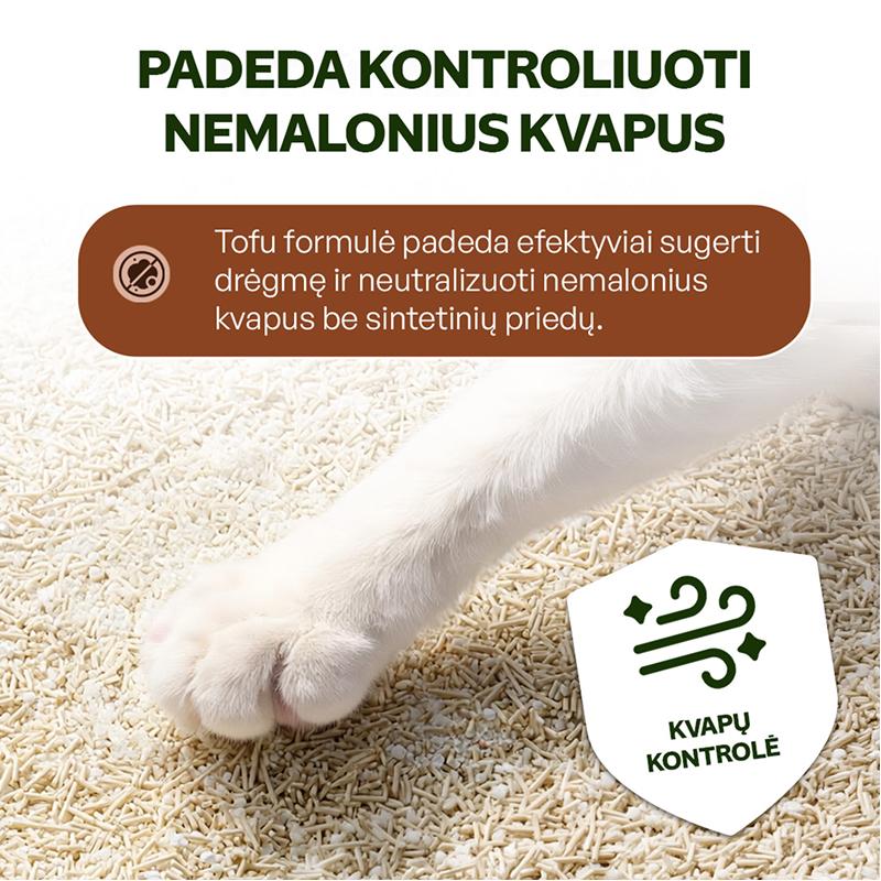 Natūralus tofu ir manioko šaknies kačių kraikas