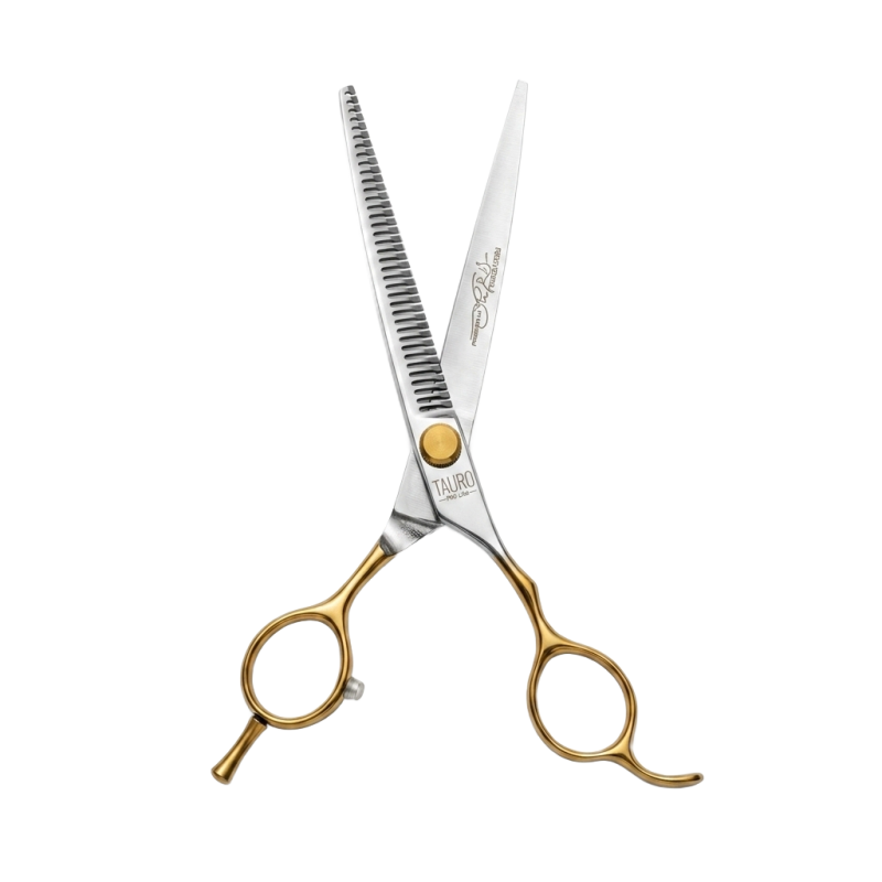 TAURO Perfection by Janita J. Plungė curved thinning (chunker) scissors for right-handed users, 40 teeth, stainless steel, 18 cm