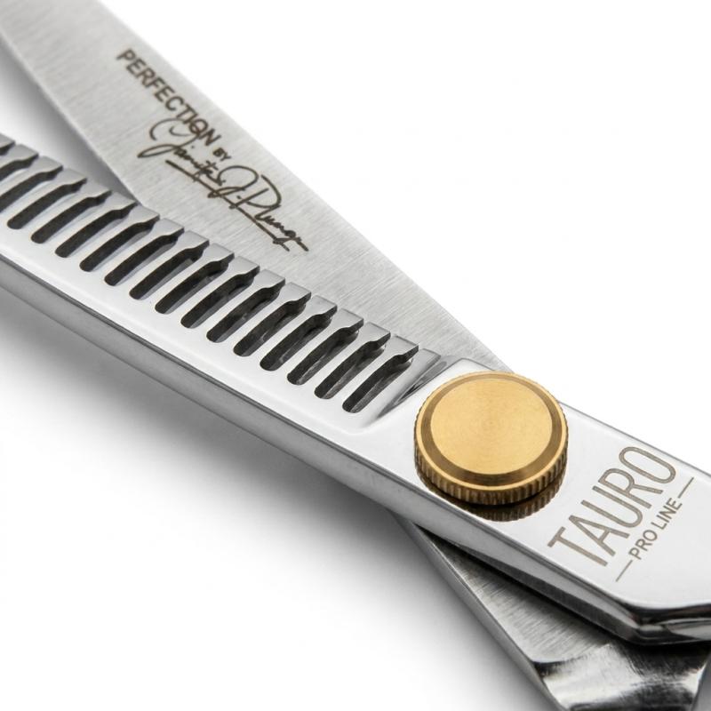 TAURO Perfection by Janita J. Plungė curved thinning (chunker) scissors for right-handed users, 40 teeth, stainless steel, 18 cm