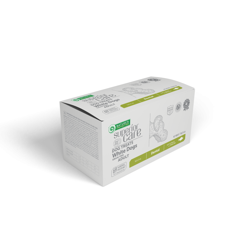 Adult Light Coated Dogs Supplemental Dental Snacks with White Fish