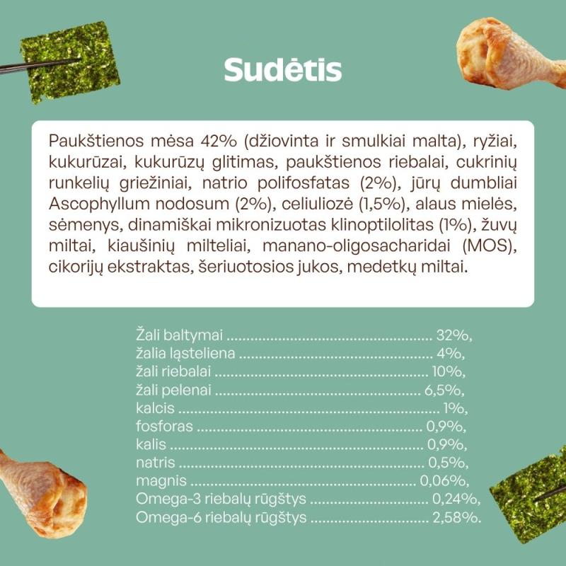 Suaugusių kačių pašaro papildas - skanėstai su paukštiena