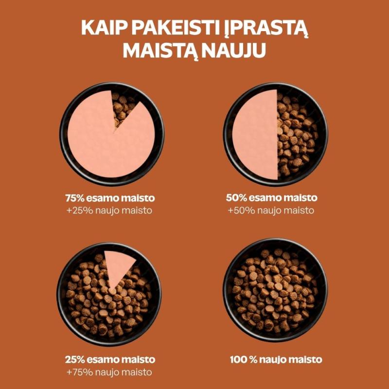 Visų dydžių ir amžiaus grupių raudonkailių šunų sausas pašaras su lašiša, kriliu ir ryžiais