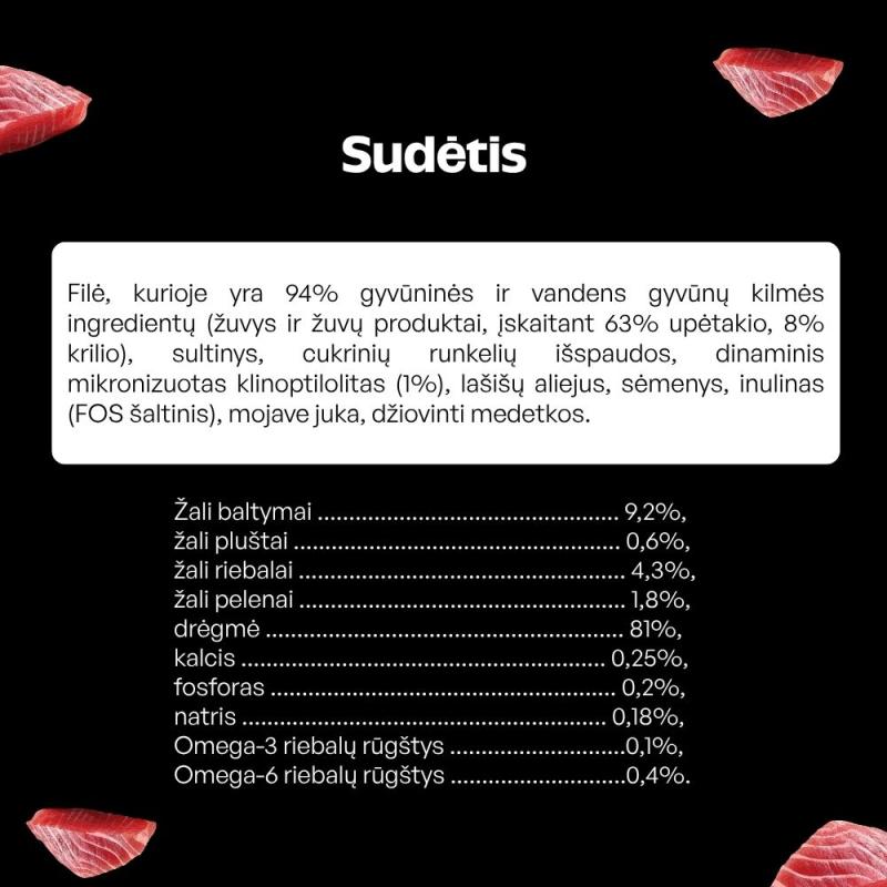 Begrūdis šlapias pašaras šunims su upėtakiu ir kriliu